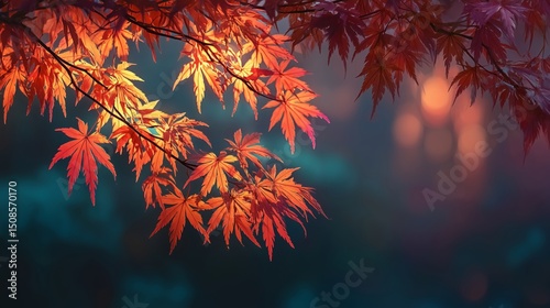 Red Maple Leaves in Autumn