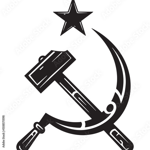 Tribal Tattoo Style Communist Party Icon for Merchandise Apparel