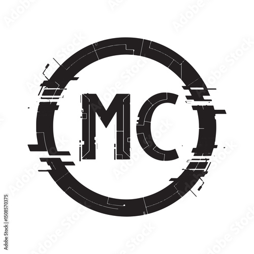 Cyberpunk Midheaven MC Icon Black and White Vector Apparel Desig