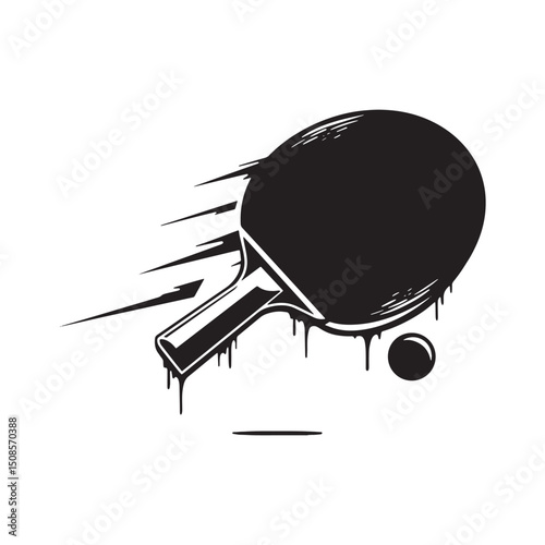 Dynamic Table Tennis Paddle with Dripping Paint Vector Design