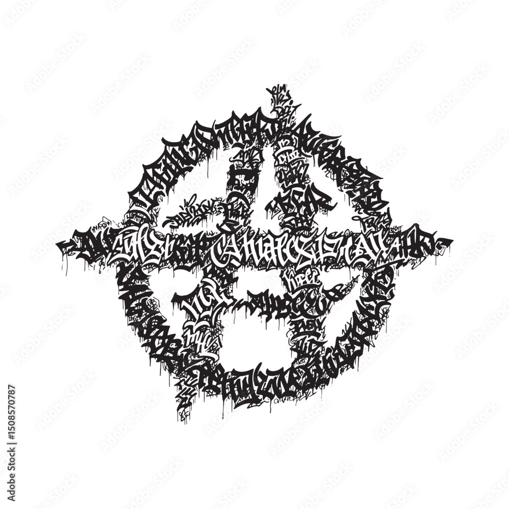 Obraz premium Unique Anarchy Symbol with Graffiti Style in Black and White Vec
