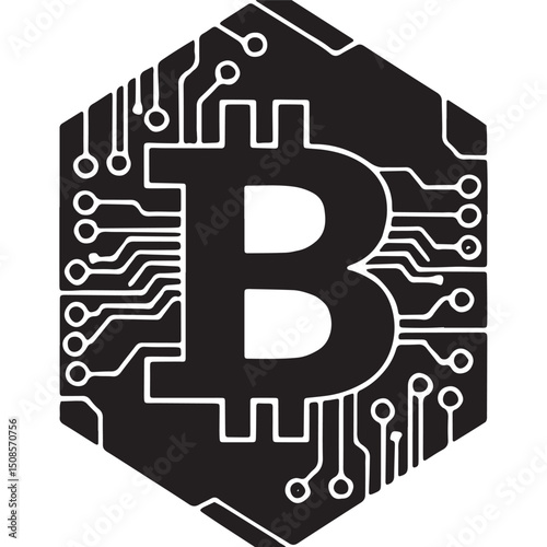 Bitcoin Cyberpunk Vector Illustration for Merchandise and Appare