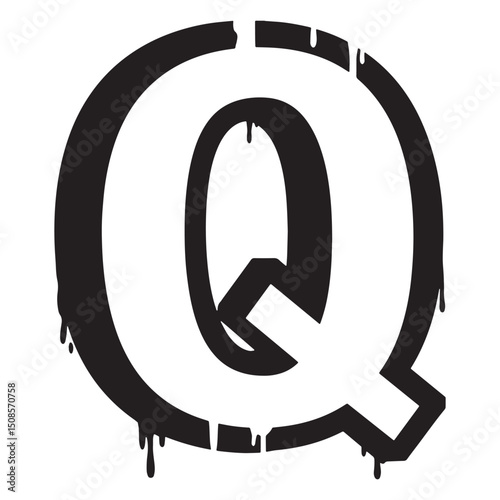 Dripping Stencil of Rational Number Q, Grunge Style Apparel Desi