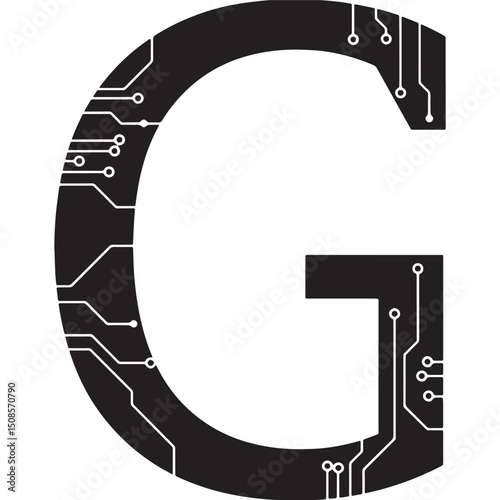 Cyberpunk Gravitational Constant, A Sleek Black and White Vector