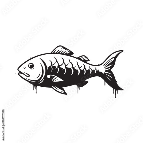 Ichthys fish icon with dripping paint effect for apparel print d