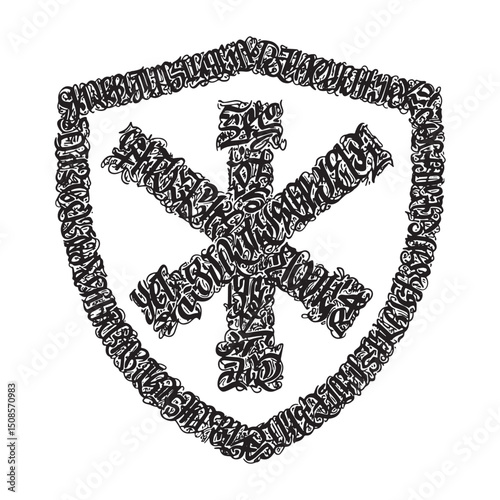 Aegis Shield Icon with Graffiti Lettering for Merchandise and Ap