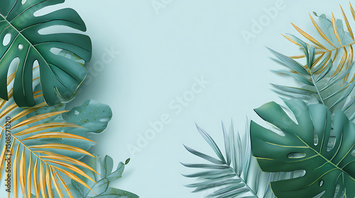 Summer Botanical Art with Monstera and Palms
