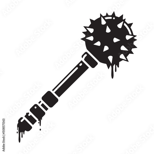 Menacing mace weapon with dripping paint in stencil style vector