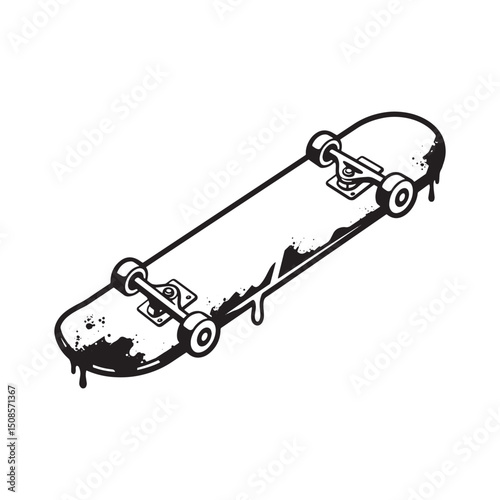 Skateboard stencil dripping paint vector illustration design ele
