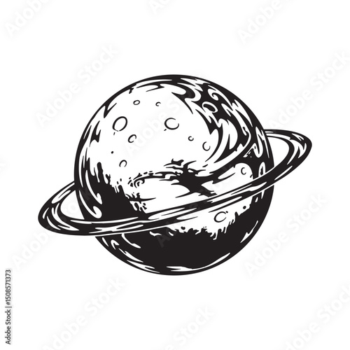 Tribal Tattoo Style Mars Planet Icon for Merchandise and Apparel