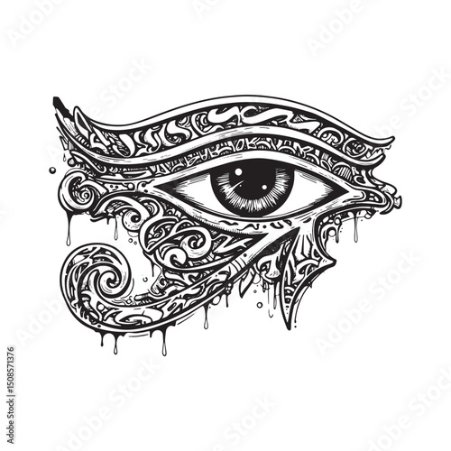 The Eye of Ra Graffiti, A Black and White Vector Design for Merc