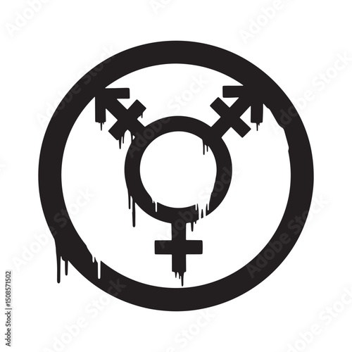 Transgender Symbol with Stencil Paint Effect for Modern Apparel