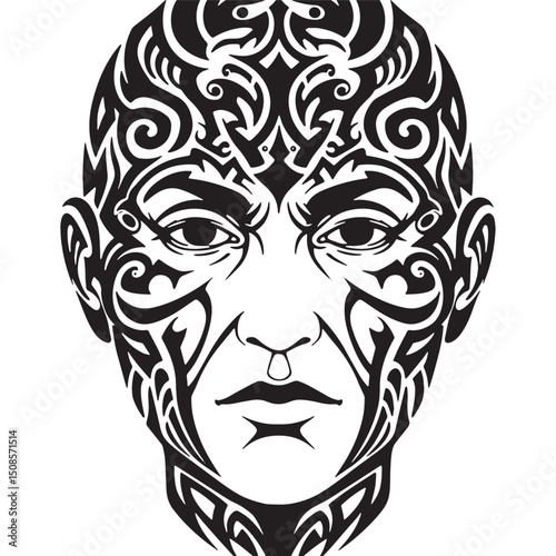 Patience embodied, A tribal tattoo style vector illustration of