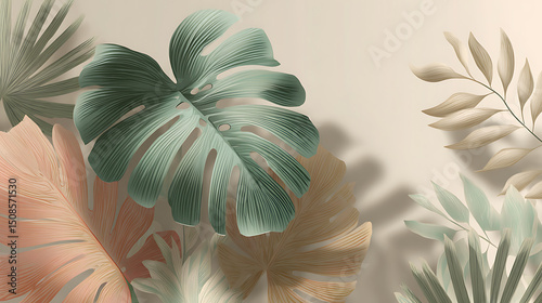Framed Tropical Botanical Vector Background