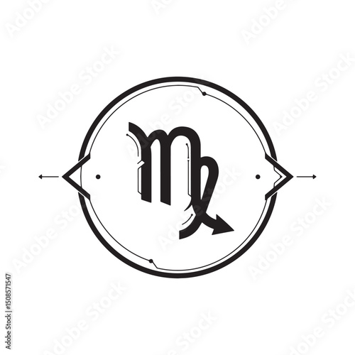 Cyberpunk Style Virgo Zodiac Sign Icon for Merchandise and Appar