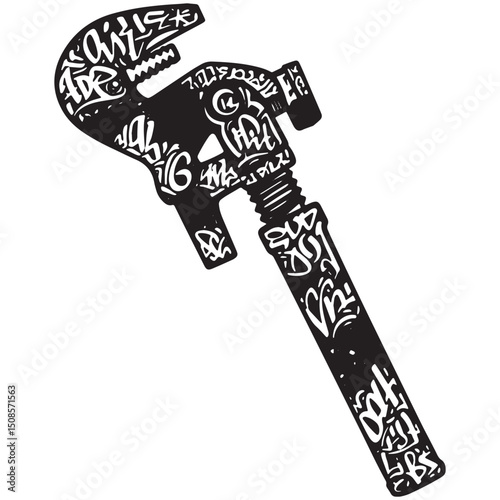 Pipe Bender Icon with Graffiti Tags for Merchandise Apparel Prin