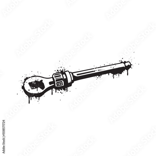 Torque Wrench with Graffiti Stencil Effect for Mechanic Apparel