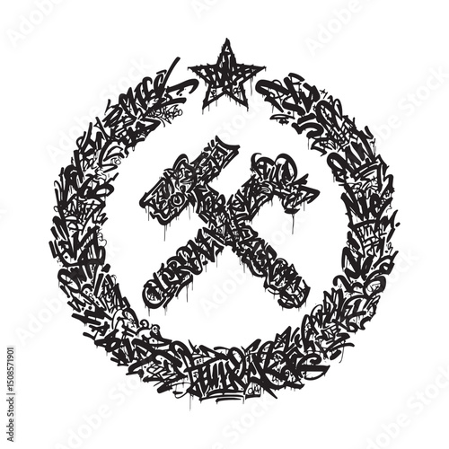 Provocative Totalitarian Symbol with Graffiti Aesthetic for Appa