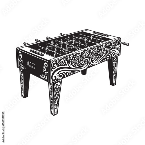 Tribal Tattoo Foosball Table Vector Illustration for Merchandise