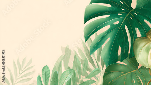 Tropical Palm Leaves on Summer Background