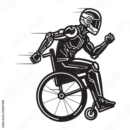 Cyberpunk style disabled athlete icon for apparel merchandise de