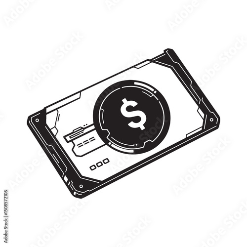 Futuristic Dividend Payment Icon in Cyberpunk Style Vector Graph