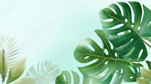Tropical Palm Leaves on Summer Background