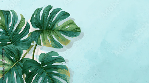 Tropical Palm Leaves on Summer Background