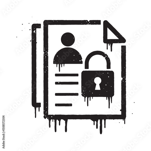 Privacy Policy icon with dripping stencil paint effect for merch