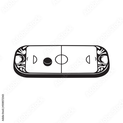 Air Hockey Table with Tribal Tattoo Accents Vector Illustration