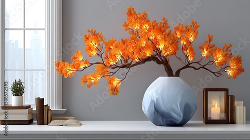 Stunning flower sculpture in glowing ember style high resolution image
