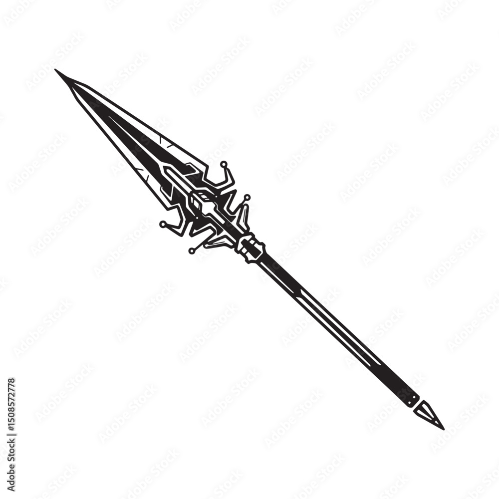 Naklejka premium Cyberpunk Spear Vector Illustration for Merchandise and Apparel