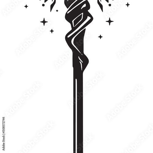 Cyberpunk Merlin's Staff Icon, A Fusion of Magic and Technology
