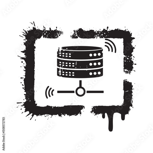 Abstract vpn server stencil dripping paint artwork for t-shirts