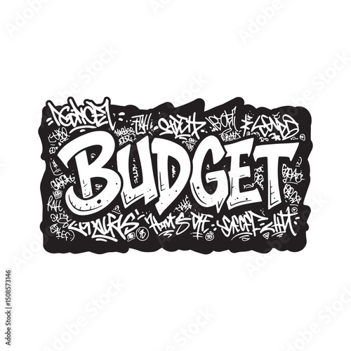 Budget Icon Design with Graffiti Elements for Merchandise Appare