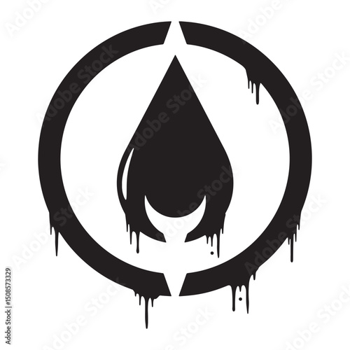 Aether Quintessence Icon, Dripping Stencil Paint Effect Black an