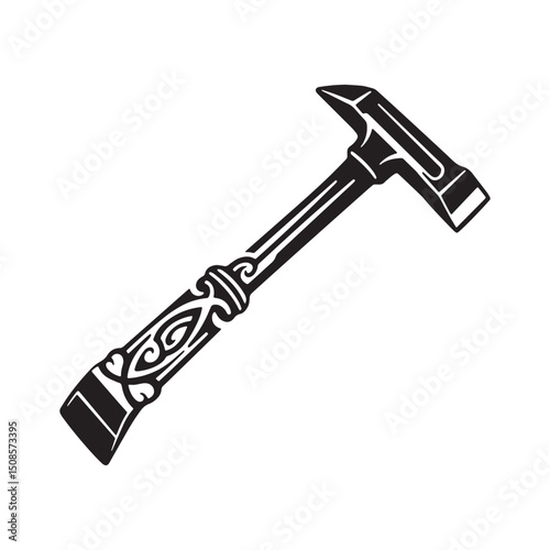 Tribal Tattoo Pry Bar Vector Icon for Merchandise Apparel Print