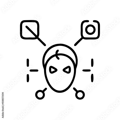 Deepfake Detection Icon Representing AI-Powered Fake Media Identification and Analysis