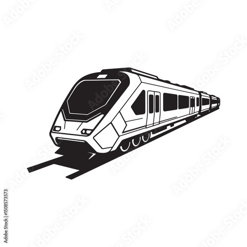 Monochrome Cyberpunk Train Vector Illustration for Apparel Print