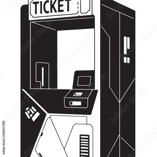 Futuristic Ticket Booth Vector Illustration for Merchandise and