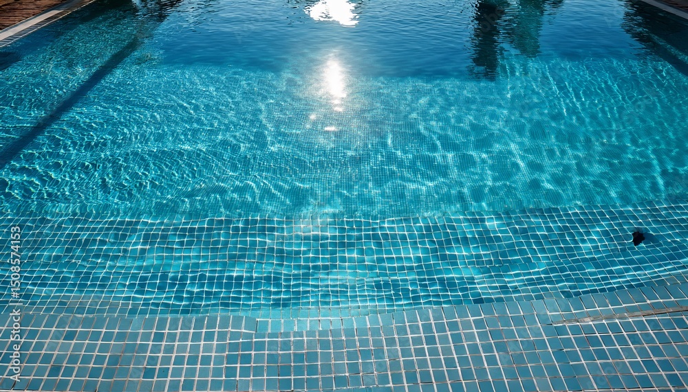 Obraz premium Relaxing view of a shimmering swimming pool reflecting sunlight in a tranquil setting