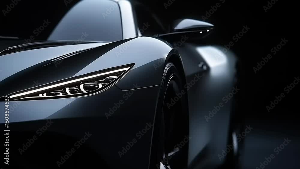 Close-up of a modern car's front end.