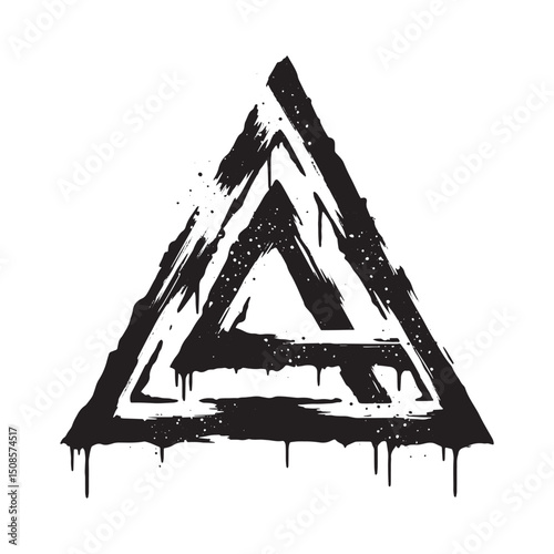 Grungy valknut symbol with dripping paint effect vector design