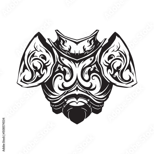 Intricate Black and White Armor Vector with Tribal Tattoo Detail