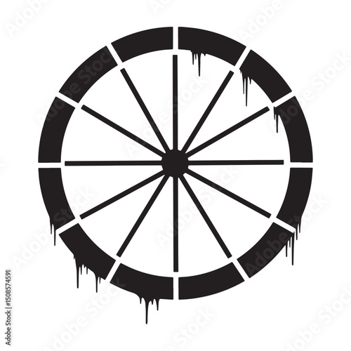 Monochrome Tensor Icon with Dripping Stencil Paint Effect Vector