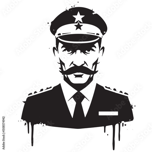 Stunning Black and White Vector Art Depicting Dictatorship Figur