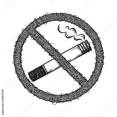 Expressive No Smoking Emblem Featuring a Stylized Cigarette and