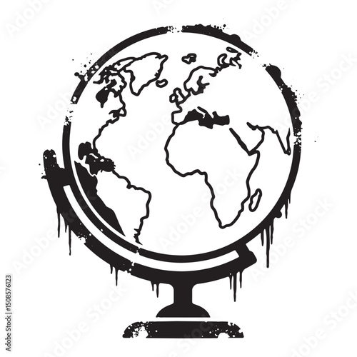 Globetrotter Icon with Dripping Stencil Paint for Merchandise Pr