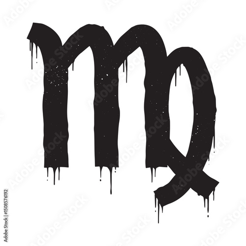 Virgo zodiac sign with dripping paint effect, stencil art for ap
