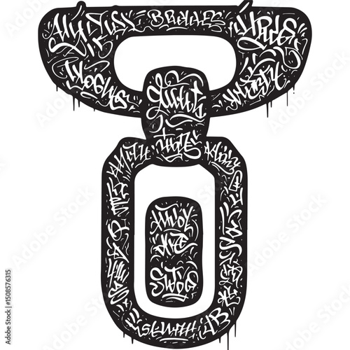 Abstract Vector Illustration of a Puller Icon with Graffiti Art